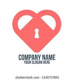 love key, padlock, and abstract concept. logo, icon, idea, symbol and brand for company, corporate, foundation, business, startup and enterprise