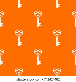 Love key pattern repeat seamless in orange color for any design. Vector geometric illustration
