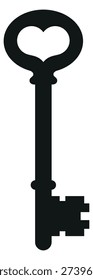 Love key. Romantic symbol. Open heart secret