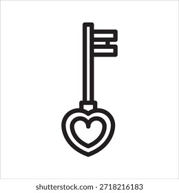 Icono de línea simple de la llave del amor