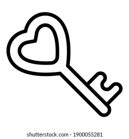 tecla de amor, desbloquear icono de línea simple