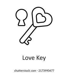 Love Key vector filled outline Icon Design illustration on White background. EPS 10 File