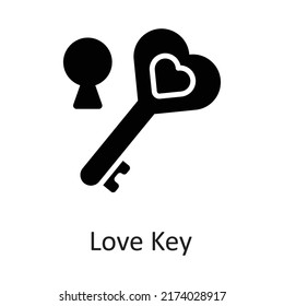 Dibujo de diseño de iconos de contorno vectorial de la clave de amor en fondo blanco. Archivo EPS 10