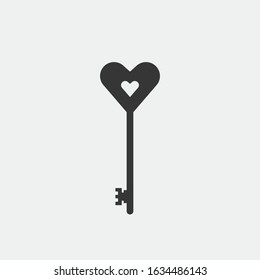 Love key vector icon heart