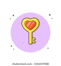Love Key Vector Icon Illustration. Wedding Icon Concept White Isolated. Flat Cartoon Style Suitable for Web Landing Page, Banner, Sticker, Background