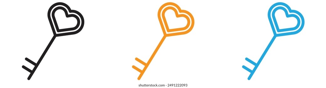 Love key vector logo set collection for web app ui
