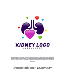 Love Kidney Logo Design Concept. Urology Logo Vector Template