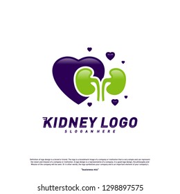 Love Kidney Logo Design Concept. Urology Logo Vector Template