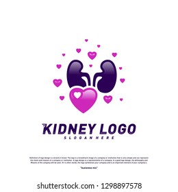 Love Kidney Logo Design Concept. Urology Logo Vector Template