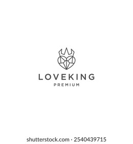 Love king with line art style logo icon design template flat vector