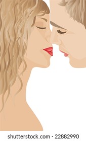 Love kiss teenagers, guy and girl. Vector illustration