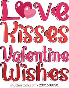 love kisses Valentine's Wishes Retro Design