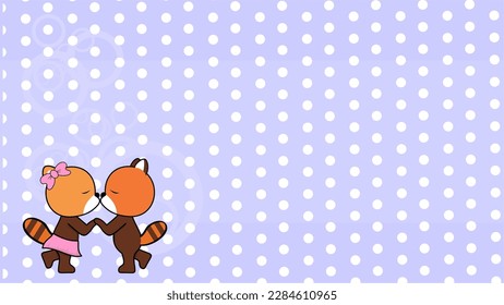 love kissing red panda couple valentine background in vector format