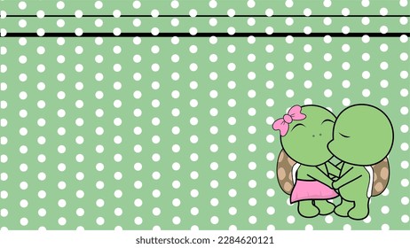 love kissing turtle couple valentine background in vector format