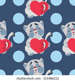 love kitten with heart valentine gift card holiday