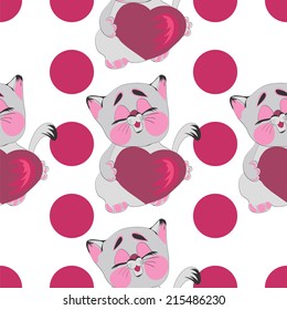 love kitten with heart valentine gift card holiday