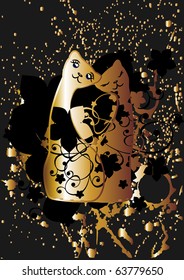 Love kittens on dirty background