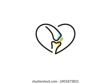 love with knee bone logo design, health care symbol icon template