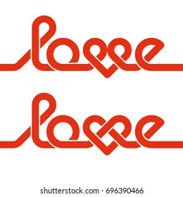 Love knot typography. Heart knot typography. Creative love logotype.