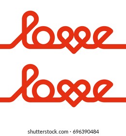Love knot typography. Heart knot typography. Creative love logotype.