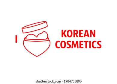 i love korean cosmetics. heart-shaped cream packaging. original image for a cosmetic company or beauty salon for face and body skin care. concept branding of care products made with love for consumers