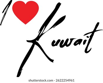 J'Aime Koweït Nom Country En Grunge Typographie De Texte