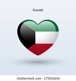 Love Kuwait symbol. Heart flag icon. Vector illustration.