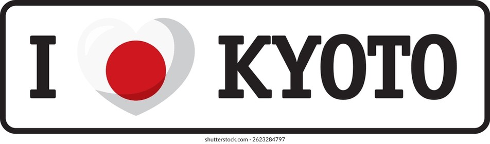 I love kyoto with japanese flag heart shape celebrating japan and kyoto