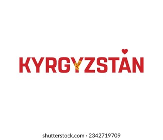 I love Kyrgyzstan, Kyrgyzstan Independence Day, Love Kyrgyzstan, Kyrgyzstan, Love, National Flag, 31st August, 31 August, Independence Day, Heart, Icon Typographic Design Typography Vector Icon