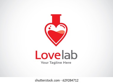 Love Lab Logo Template Design Vector Emblem Design Concept, Creative Symbol Icon