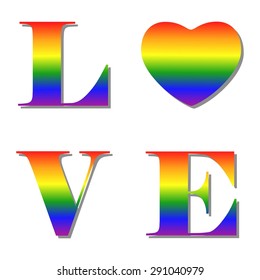 Love. Love Label. Rainbow color. Vector. EPS10