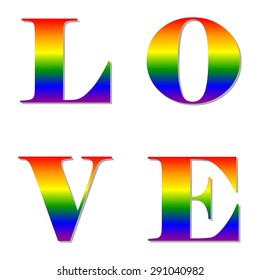 Love. Love Label. Rainbow color. Vector. EPS10