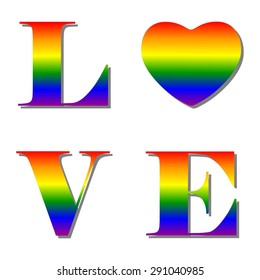 Love. Love Label. Rainbow color. Vector. EPS10