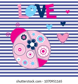love ladybug cartoon vector illustration