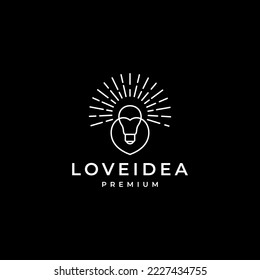 love with lamp idea lighting shine line minimal logo design vector