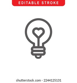 Love Lamp Outline Icon. Love Lamp Line Art Logo. Vector Illustration. Isolated on White Background. Editable Stroke