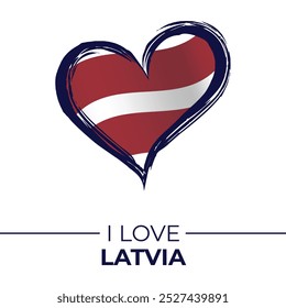 I Love Latvia Banner with Flag in Heart. Latvia love Emblem Isolated on White Background. Vector, Illustration, Isolated, Love, Background.