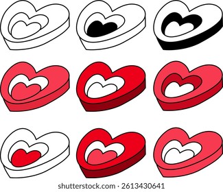 Love in love. Layered love. Three dimensional. Love letter decoration. 