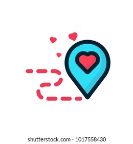 love lcation icon filled outline valentine