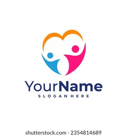 Love with Leader logo design Template. Love with People logo vector illustration.