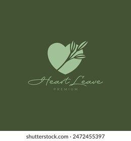love leaf botanical boho logo design vector