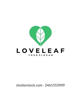 LOVE LEAF EARTH GREEN LOGO ICON ILLUSTRATION
