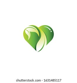 love leaf green logo vector