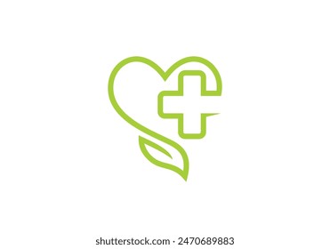 love leaf healthcare logo design vector