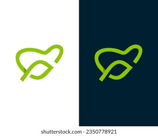 Love leaf icon logo design template