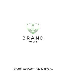 Love of leaf line logo icon design template