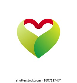love and leaf logo, 3d style in gradient color