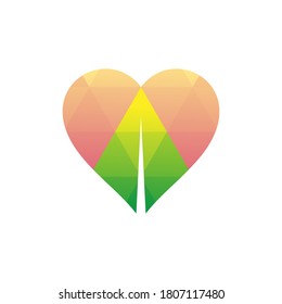 love and leaf logo, 3d style in gradient color