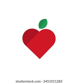 Love and leaf logo concept. Love fruit vector illustration in geometric shape