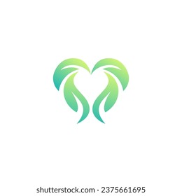 Love Leaf Logo Design. Heart Leaf Icon